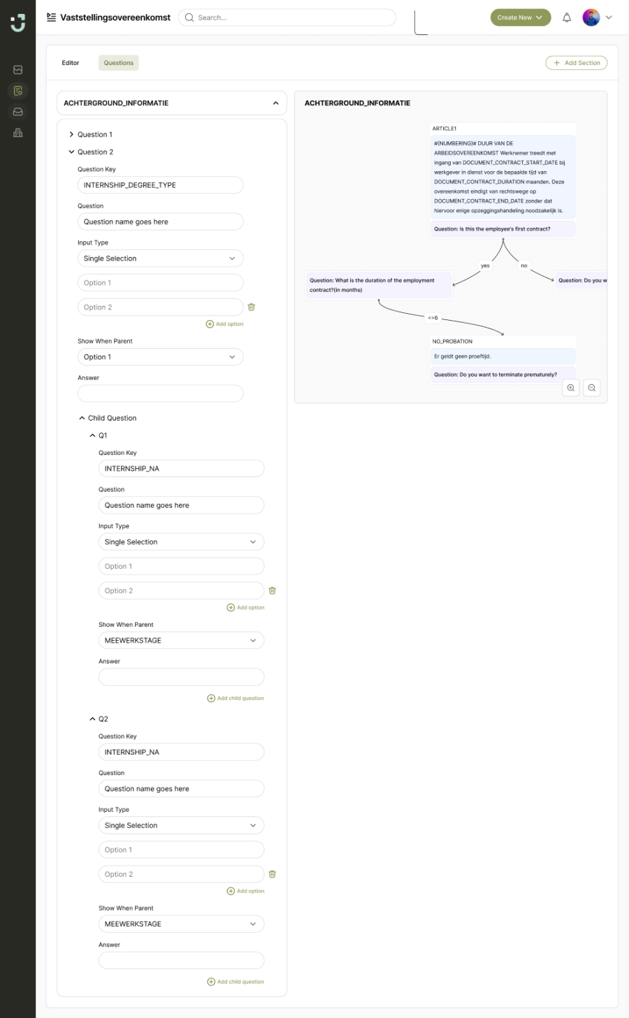 The question flow: what to ask, and which answer leads where