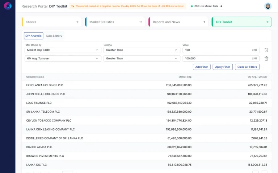 DIY screener: build your own filter rules