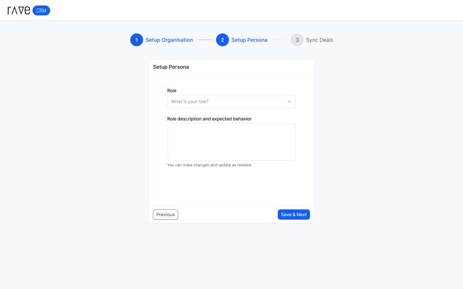 Onboarding, step two: tell the agent what role it is working for