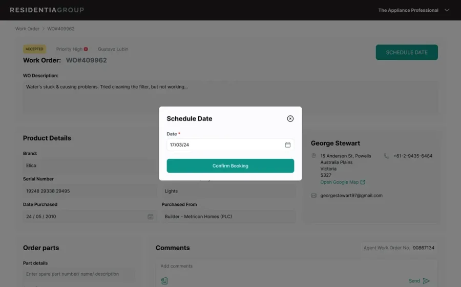 Scheduling a service date